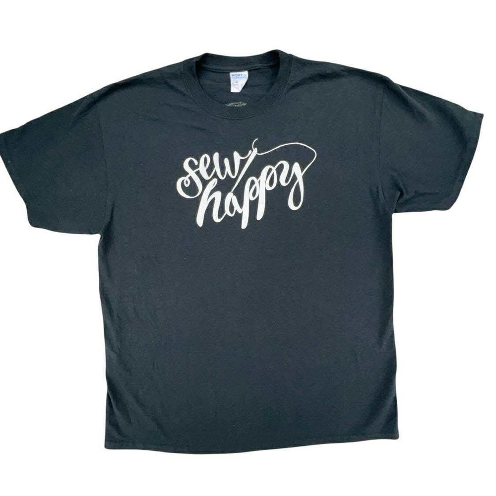 Sew Happy T Shirt My Girlfriends‎ Quilt Shoppe Graphic Tee Black Port & Company